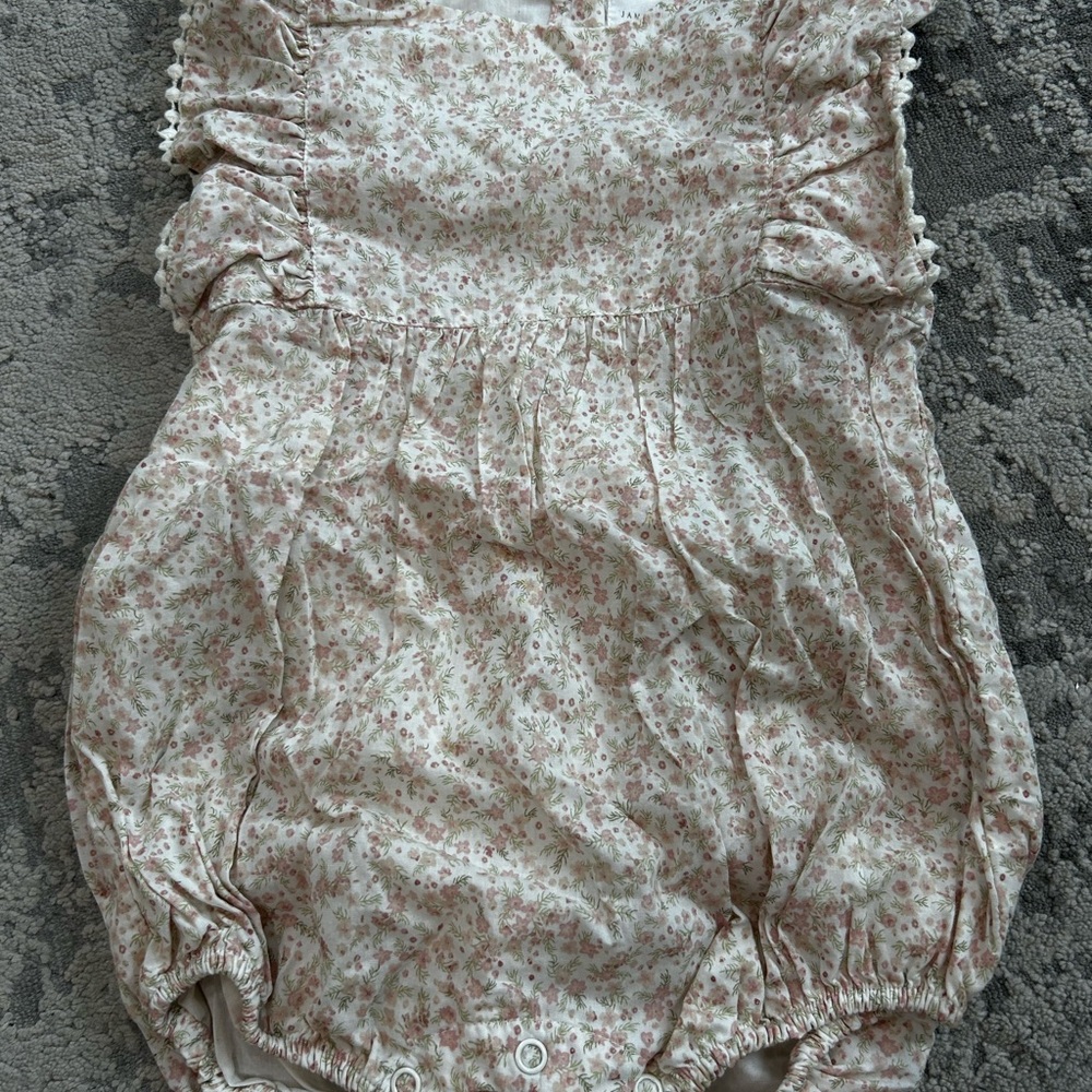 Jamie Kay Pink and Green Floral Bubble Romper